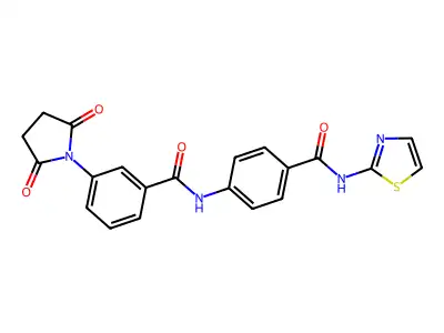 3-(2,5-dioxopyrrolidin-1-yl)-N-[4-(1,3-thiazol-2-ylcarbamoyl)phenyl]benzamide structure
