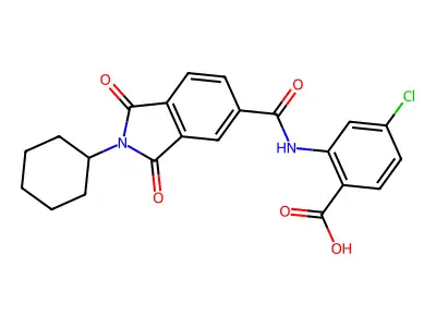 4-chloro-2-(2-cyclohexyl-1,3-dioxoisoindoline-5-carboxamido)benzoic acid structure