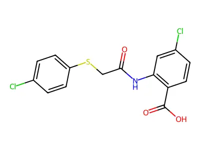 4-Chloro-2-{2-[(4-chlorophenyl)sulfanyl]acetamido}benzoic acid structure