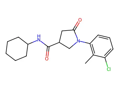 1-(3-chloro-2-methylphenyl)-N-cyclohexyl-5-oxopyrrolidine-3-carboxamide structure