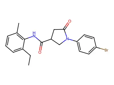 1-(4-bromophenyl)-N-(2-ethyl-6-methylphenyl)-5-oxopyrrolidine-3-carboxamide structure