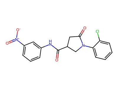 1-(2-chlorophenyl)-N-(3-nitrophenyl)-5-oxopyrrolidine-3-carboxamide structure