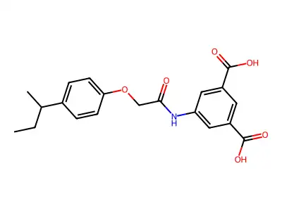 5-({[4-(Butan-2-yl)phenoxy]acetyl}amino)benzene-1,3-dicarboxylic acid structure