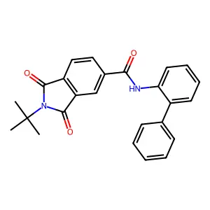 2-tert-butyl-1,3-dioxo-N-(2-phenylphenyl)isoindole-5-carboxamide structure