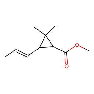 Cyclopropanecarboxylic acid, 2,2-dimethyl-3-(1-propenyl)-, methyl ester structure