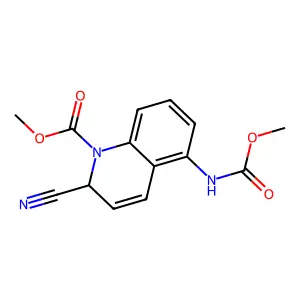 methyl 2-cyano-5-[(methoxycarbonyl)amino]quinoline-1(2H)-carboxylate structure
