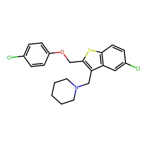 1-({5-Chloro-2-[(4-chlorophenoxy)methyl]-1-benzothiophen-3-yl}methyl)piperidine structure