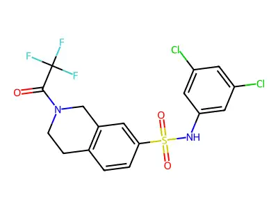 N-(3,5-dichlorophenyl)-2-(2,2,2-trifluoroacetyl)-3,4-dihydro-1H-isoquinoline-7-sulfonamide structure