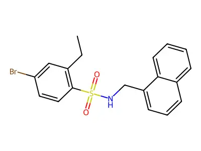 4-bromo-2-ethyl-N-(naphthalen-1-ylmethyl)benzenesulfonamide structure