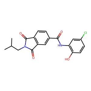 N-(5-chloro-2-hydroxyphenyl)-2-(2-methylpropyl)-1,3-dioxoisoindole-5-carboxamide structure