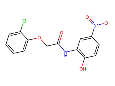 2-(2-chlorophenoxy)-N-(2-hydroxy-5-nitrophenyl)acetamide structure