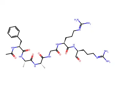(2S)-2-[[2-[[(2S)-2-[[(2S)-2-[[(2S)-2-acetamido-3-phenylpropanoyl]amino]propanoyl]amino]propanoyl]amino]acetyl]amino]-5-(diaminomethylideneamino)-N-[(2S)-5-(diaminomethylideneamino)-1-oxopentan-2-yl]pentanamide structure