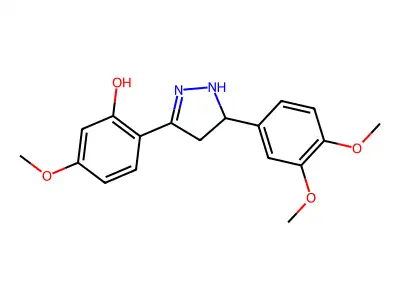 2-(5-(3,4-dimethoxyphenyl)-4,5-dihydro-1H-pyrazol-3-yl)-5-methoxyphenol structure