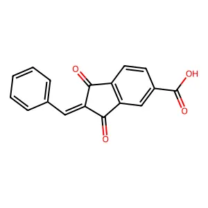 2-benzylidene-1,3-dioxo-2,3-dihydro-1H-indene-5-carboxylic acid structure