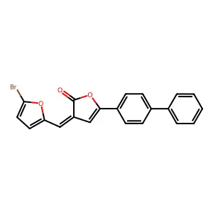 (3Z)-3-[(5-bromofuran-2-yl)methylidene]-5-(4-phenylphenyl)furan-2-one structure