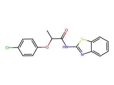 N-(1,3-benzothiazol-2-yl)-2-(4-chlorophenoxy)propanamide structure