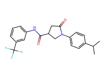5-oxo-1-(4-propan-2-ylphenyl)-N-[3-(trifluoromethyl)phenyl]pyrrolidine-3-carboxamide structure
