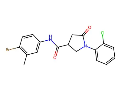 N-(4-bromo-3-methylphenyl)-1-(2-chlorophenyl)-5-oxopyrrolidine-3-carboxamide structure