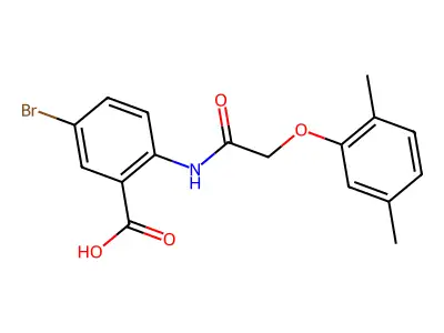 5-Bromo-2-{[(2,5-dimethylphenoxy)acetyl]amino}benzoic acid structure