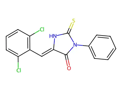 (5E)-5-(2,6-dichlorobenzylidene)-2-mercapto-3-phenyl-3,5-dihydro-4H-imidazol-4-one structure