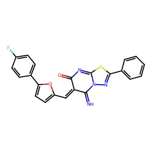 (6Z)-6-[[5-(4-fluorophenyl)furan-2-yl]methylidene]-5-imino-2-phenyl-[1,3,4]thiadiazolo[3,2-a]pyrimidin-7-one structure