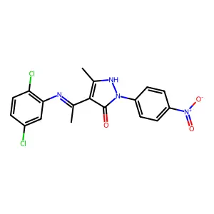 (4E)-4-[1-(2,5-dichloroanilino)ethylidene]-5-methyl-2-(4-nitrophenyl)pyrazol-3-one structure