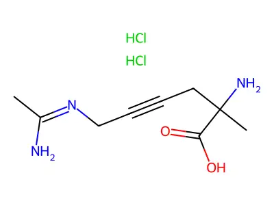 2-Amino-6-(1-aminoethylideneamino)-2-methylhex-4-ynoic acid;dihydrochloride structure