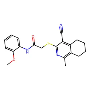 2-[(4-cyano-1-methyl-5,6,7,8-tetrahydroisoquinolin-3-yl)sulfanyl]-N-(2-methoxyphenyl)acetamide structure