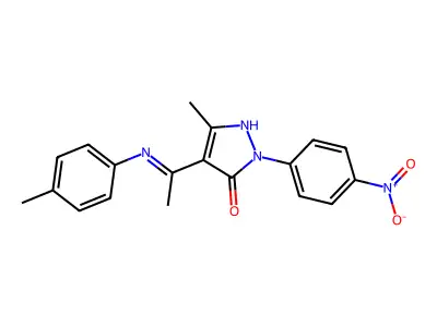 (4E)-5-methyl-4-[1-(4-methylanilino)ethylidene]-2-(4-nitrophenyl)pyrazol-3-one structure