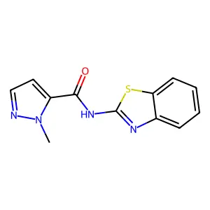N-(1,3-benzothiazol-2-yl)-2-methylpyrazole-3-carboxamide structure