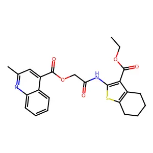 [2-[(3-ethoxycarbonyl-4,5,6,7-tetrahydro-1-benzothiophen-2-yl)amino]-2-oxoethyl] 2-methylquinoline-4-carboxylate structure