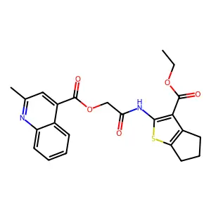 [2-[(3-ethoxycarbonyl-5,6-dihydro-4H-cyclopenta[b]thiophen-2-yl)amino]-2-oxoethyl] 2-methylquinoline-4-carboxylate structure