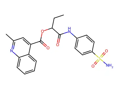 1-Oxo-1-[(4-sulfamoylphenyl)amino]butan-2-yl 2-methylquinoline-4-carboxylate structure