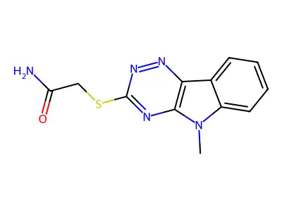 2-[(5-methyl-5H-[1,2,4]triazino[5,6-b]indol-3-yl)sulfanyl]acetamide structure