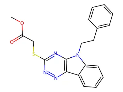 methyl {[5-(2-phenylethyl)-5H-[1,2,4]triazino[5,6-b]indol-3-yl]sulfanyl}acetate structure