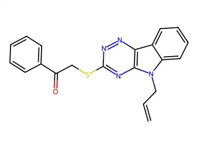 1-Phenyl-2-[(5-prop-2-enyl-[1,2,4]triazino[5,6-b]indol-3-yl)sulfanyl]ethanone structure