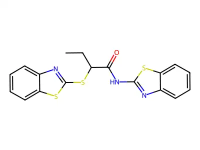 N-(1,3-benzothiazol-2-yl)-2-(1,3-benzothiazol-2-ylsulfanyl)butanamide structure