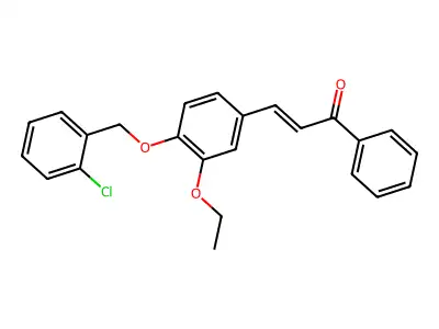 (E)-3-[4-[(2-chlorophenyl)methoxy]-3-ethoxyphenyl]-1-phenylprop-2-en-1-one structure