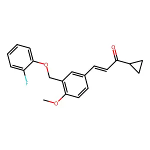 (E)-1-cyclopropyl-3-[3-[(2-fluorophenoxy)methyl]-4-methoxyphenyl]prop-2-en-1-one structure