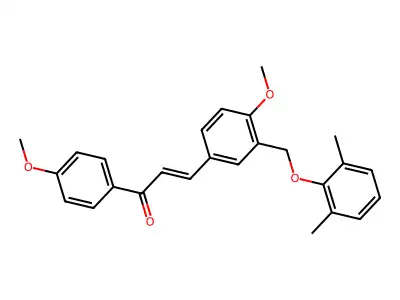 (E)-3-[3-[(2,6-dimethylphenoxy)methyl]-4-methoxyphenyl]-1-(4-methoxyphenyl)prop-2-en-1-one structure