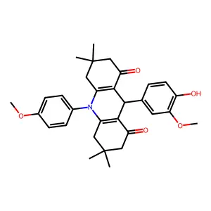 9-(4-hydroxy-3-methoxyphenyl)-10-(4-methoxyphenyl)-3,3,6,6-tetramethyl-4,5,7,9-tetrahydro-2H-acridine-1,8-dione structure
