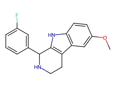 1-(3-fluorophenyl)-6-methoxy-2,3,4,9-tetrahydro-1H-pyrido[3,4-b]indole structure
