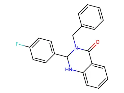 3-benzyl-2-(4-fluorophenyl)-2,3-dihydroquinazolin-4(1H)-one structure