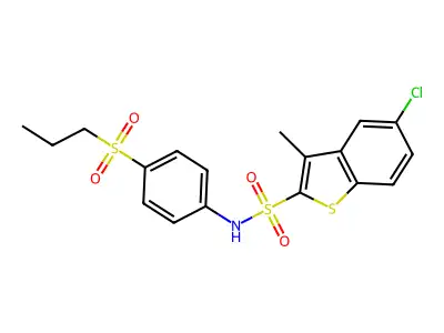 5-chloro-3-methyl-N-(4-propylsulfonylphenyl)-1-benzothiophene-2-sulfonamide structure