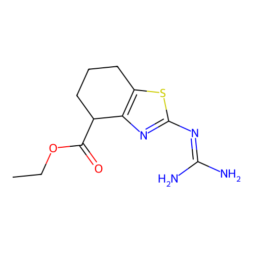 2-Guanidino-4,5,6,7-tetrahydro-benzothiazole-4-carboxylic acid ethyl ester structure