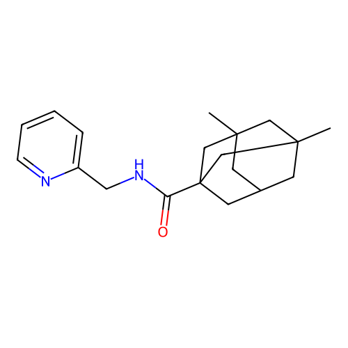 3,5-dimethyl-N-(pyridin-2-ylmethyl)adamantane-1-carboxamide structure