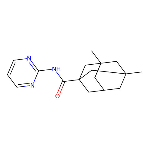 3,5-dimethyl-N-pyrimidin-2-yladamantane-1-carboxamide structure