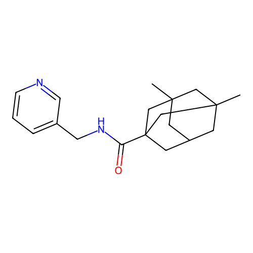 3,5-dimethyl-N-(pyridin-3-ylmethyl)adamantane-1-carboxamide structure