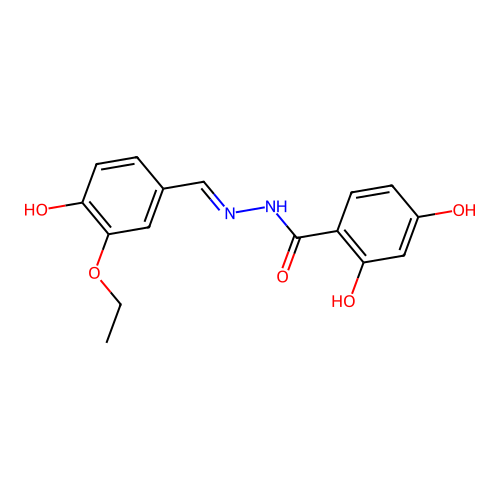 N-[(3-ethoxy-4-hydroxyphenyl)methylideneamino]-2,4-dihydroxybenzamide structure