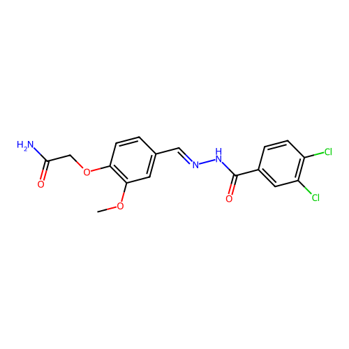 N-[(E)-[4-(2-amino-2-oxoethoxy)-3-methoxyphenyl]methylideneamino]-3,4-dichlorobenzamide structure